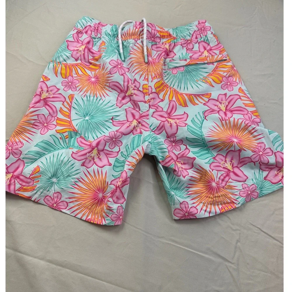 Members Mark Mens Swim Trunks XS Laguna Lilies Floral‎ Tropical Pink Blue Shorts